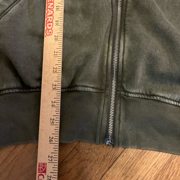 GAP Green Fleece Bomber Zip up Vintage Soft Relaxed Large Jacket Sweatshirt EUC! - Picture 7 of 10